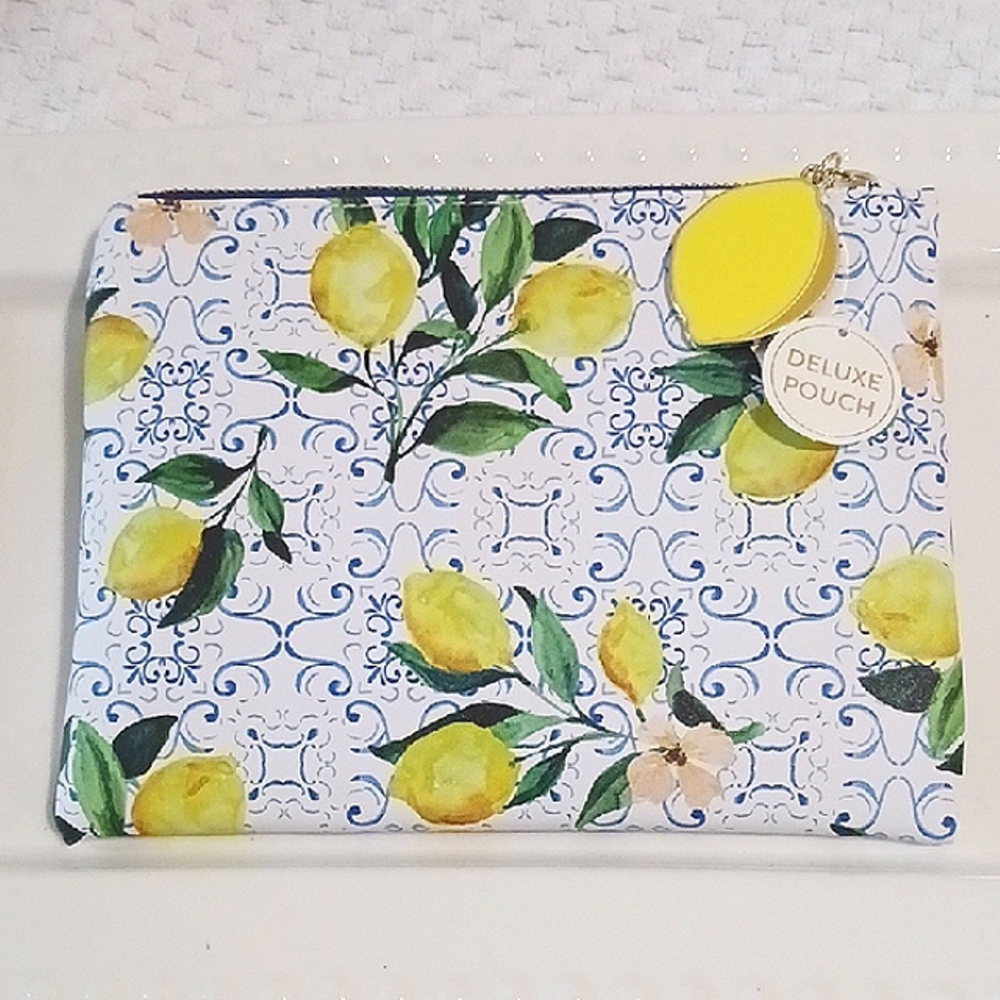 Kate Eldridge Lemon Print Delux Pouch Lined 🌿🍋⚜️
